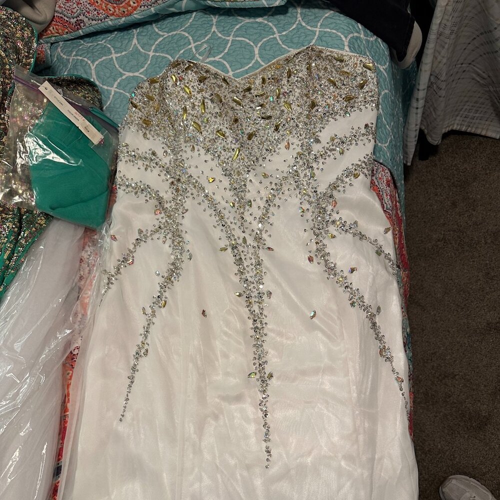 Cerulean/White Strapless Dress